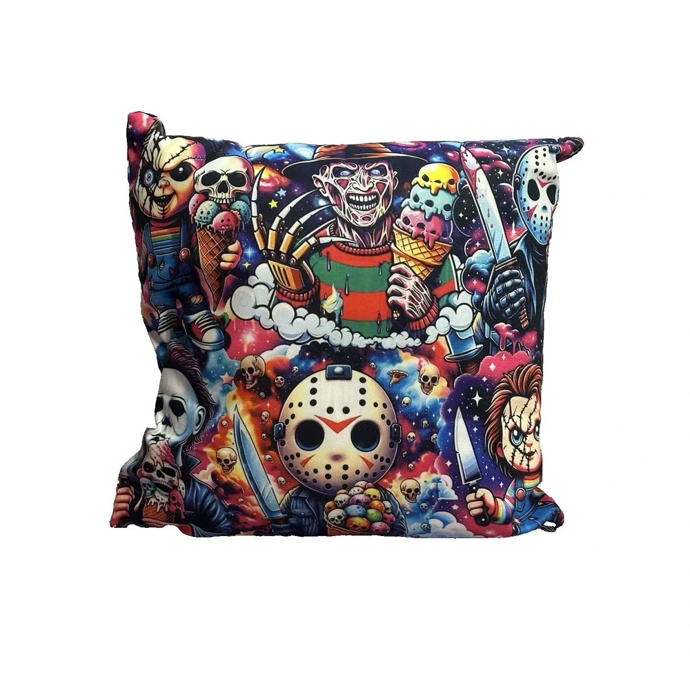 NEW novelty throw pillow 18x18 inches pillowcase & insert included horror